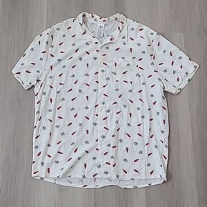 Sriracha Hot Sauce Huy Fong All Over Print Button Up Short Sleeve Shirt Size 2XL